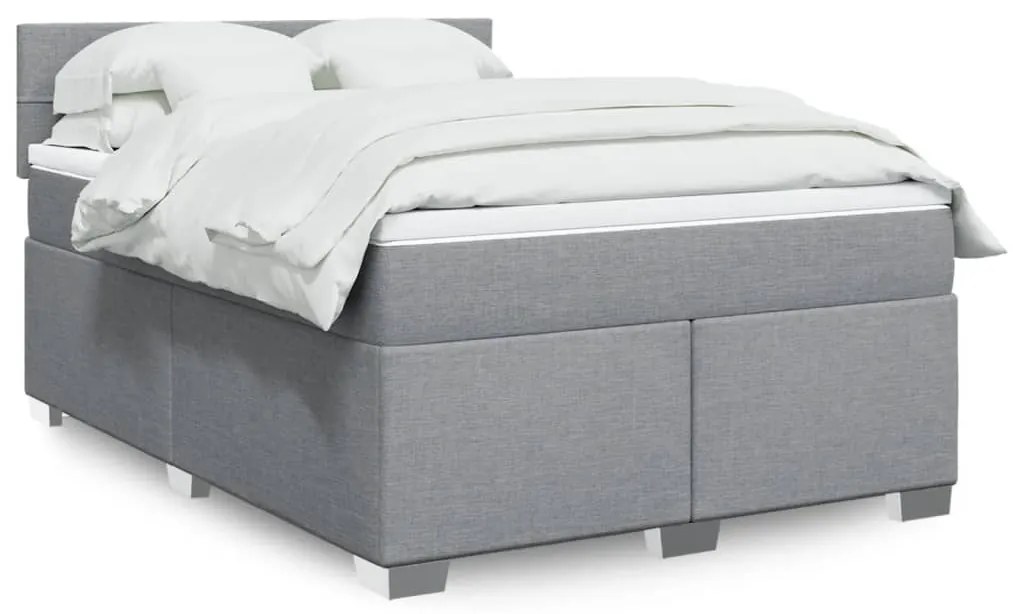 vidaXL Κρεβάτι Boxspring με Στρώμα Ανοιχτό Γκρι 140x190 εκ. Υφασμάτινο