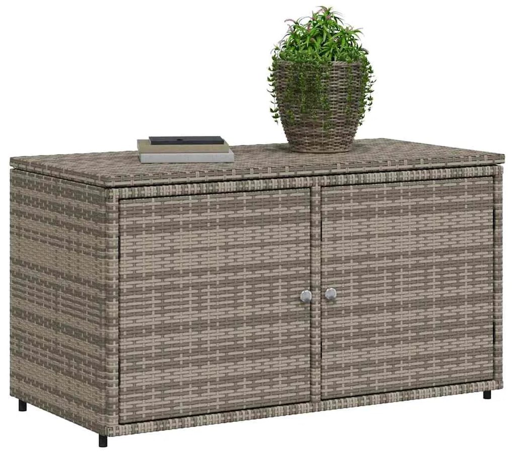 vidaXL Ντουλάπι Αποθήκευσης Κήπου Γκρι 110x55,5x60,5 εκ. Συνθ. Ρατάν
