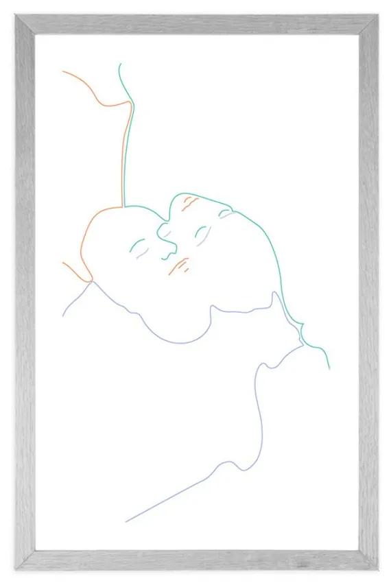 Αφίσα με παρπαστού Χρωματιστές γραμμές ανθρώπων - 40x60 white
