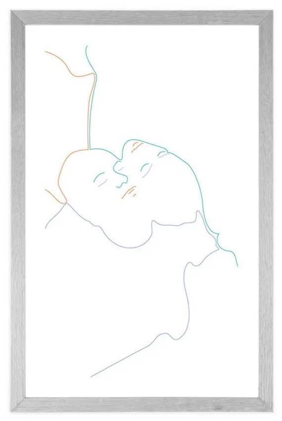 Αφίσα με παρπαστού Χρωματιστές γραμμές ανθρώπων - 60x90 white