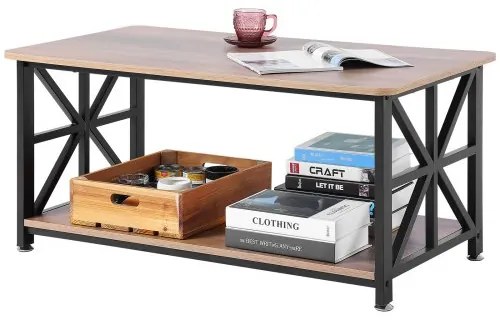 VEVOR 40&quot; Farmhouse Coffee Table Rectangle Table with Open Storage Compartment