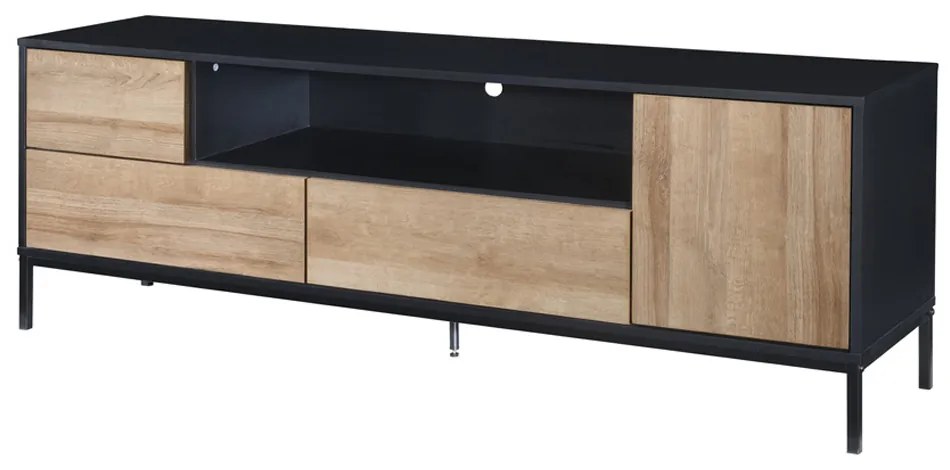 BLACKBIRD TV STAND RIVIERA OAK ΜΑΥΡΟ 160x40,5xH58cm - 05-0670