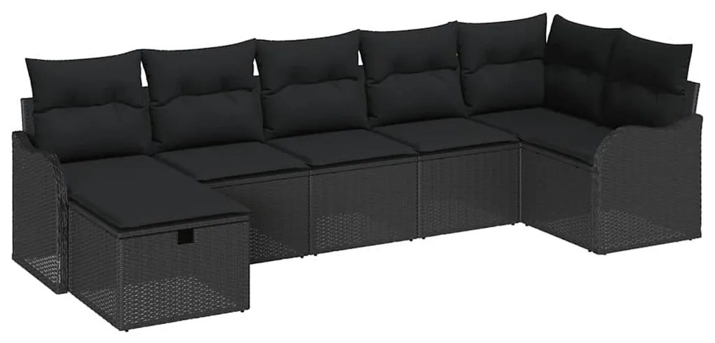 vidaXL Σετ Καναπέ Κήπου 7 pcs Μαύρο 287.5 x 122.5 x 85 cm Πολυ ράταν