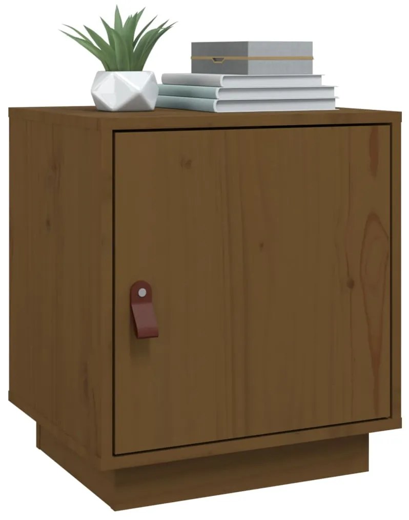 vidaXL Κομοδίνο Καφέ Μελί 40x34x45 εκ. από Μασίφ Ξύλο Πεύκου