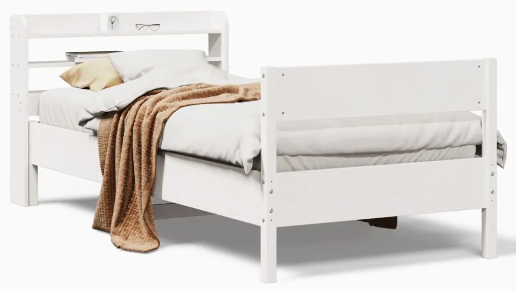 Σκελετός Κρεβ. Χωρίς Στρώμα Λευκό 90x190 εκ Μασίφ Πεύκο