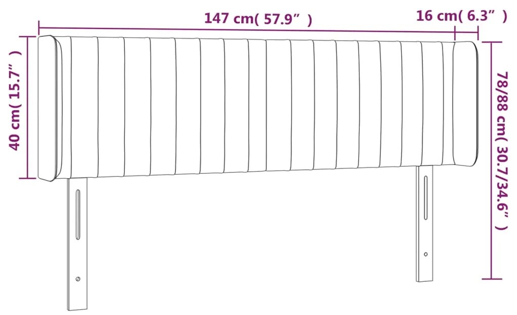 vidaXL Κεφαλάρι Κρεβατιού LED Taupe 147x16x78/88 εκ. Υφασμάτινο