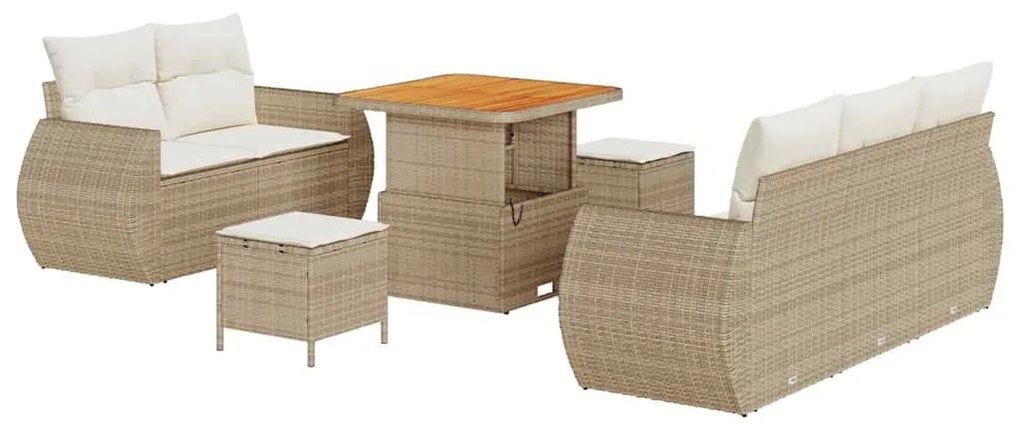 vidaXL Σετ Καναπέ Κήπου 8 pcs Μπεζ συνθετικό ρατάν