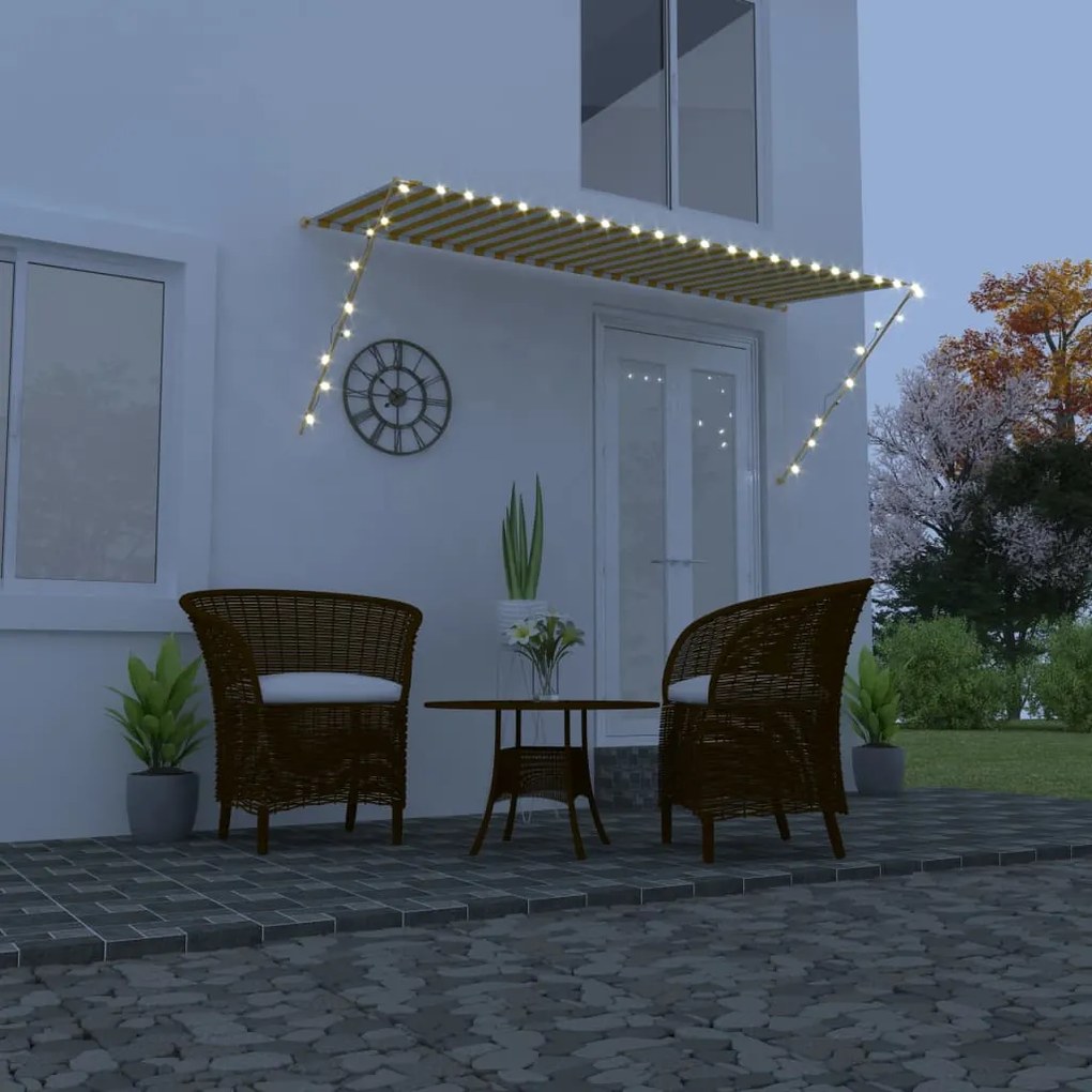 vidaXL Τέντα Συρόμενη με LED Κίτρινο / Λευκό 300 x 150 εκ.