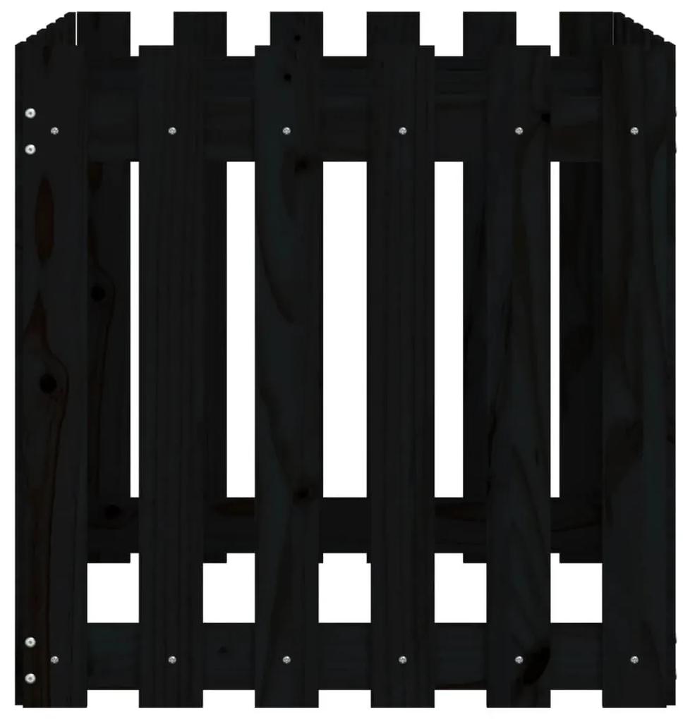 Ζαρντινιέρα με Σχέδιο Φράχτη Μαύρη 60 x 60 x 60 εκ. Μασίφ Πεύκο - Μαύρο
