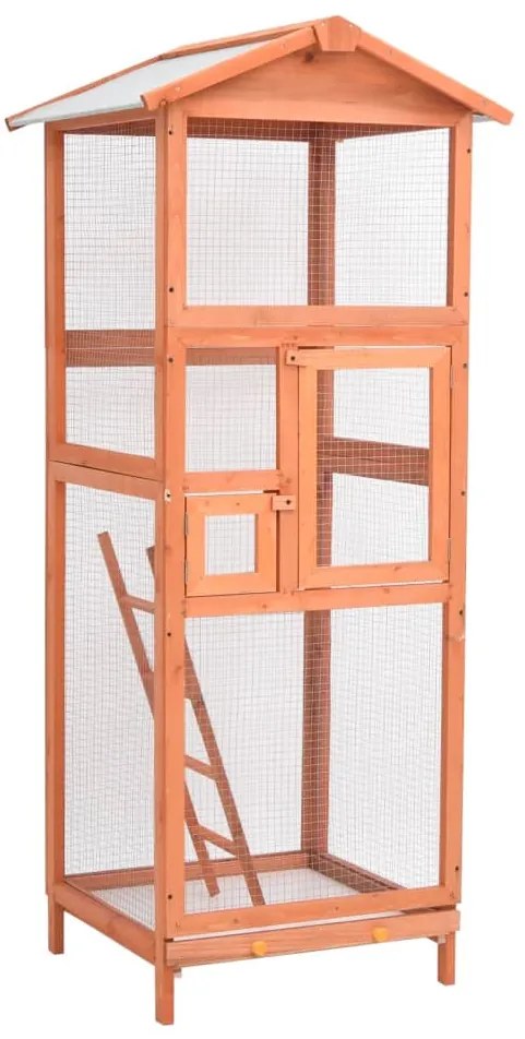 vidaXL Κλουβί Πτηνού 60 x 62 x 166 εκ. από Μασίφ Ξύλο Ελάτης