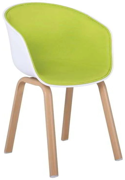 πολυθρόνα Steel OPTIM Φυσικό/ PP Άσπρο/Ύφασμα Lime 54x51x79cm (Σετ 4 ΤΕΜ)