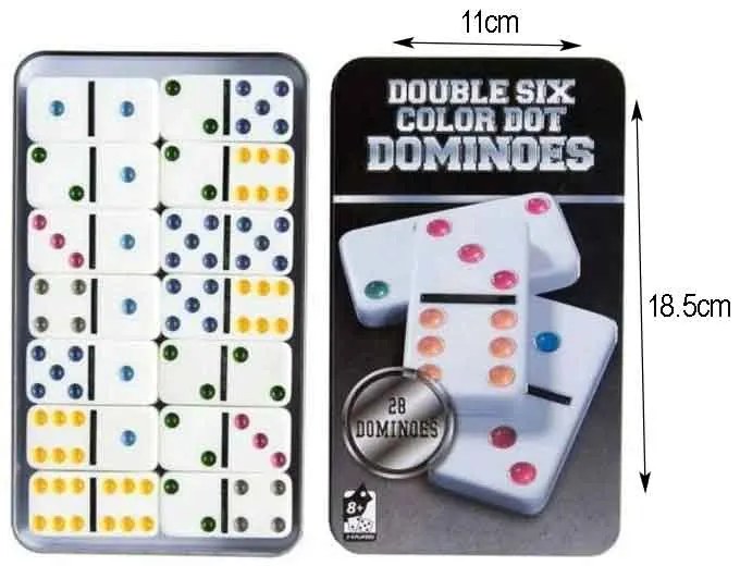 Έγχρωμο Ντόμινο σε Μεταλλικό κουτί 28 τεμ. – Double six color dot dominoes
