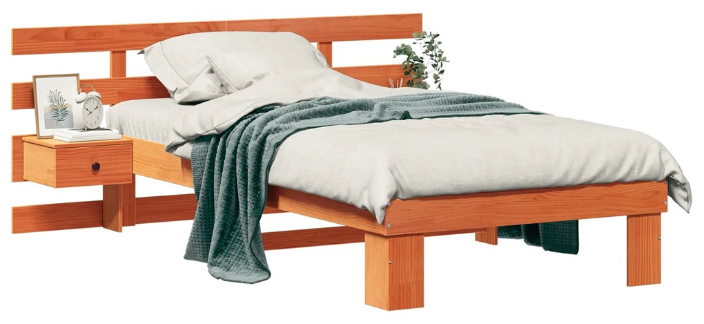 vidaXL Σκελετός Κρεβατιού Καφέ κεριού 75 x 190 cm Μασίφ ξύλο πεύκου
