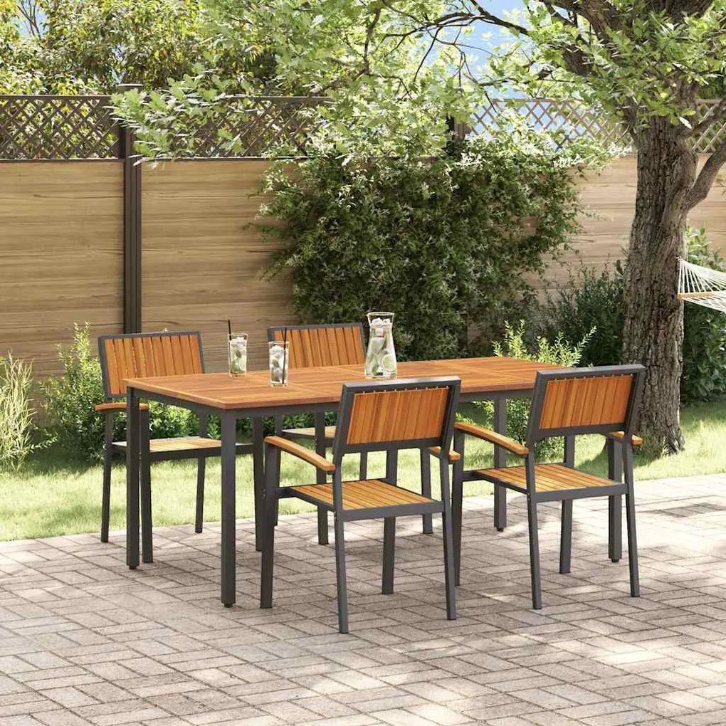 vidaXL Σέτ φαγητού για κήπο 5 pcs Μαύρο και καφέ 180 x 90 x 75 cm
