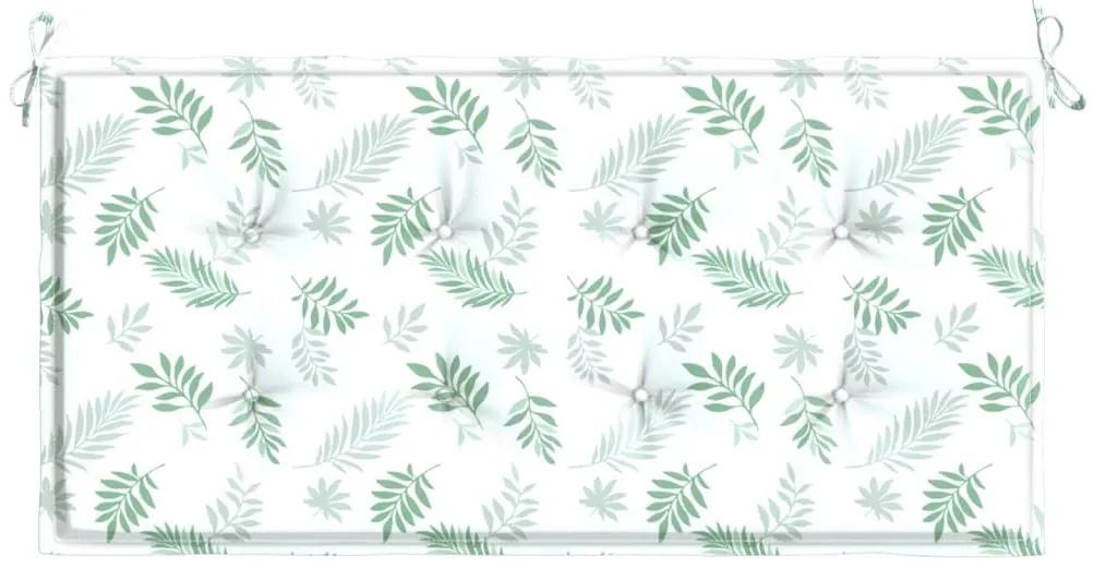 Μαξιλάρι Πάγκου Κήπου Σχέδιο Φύλλων 100x50x3 εκ. Ύφασμα Oxford - Πράσινο