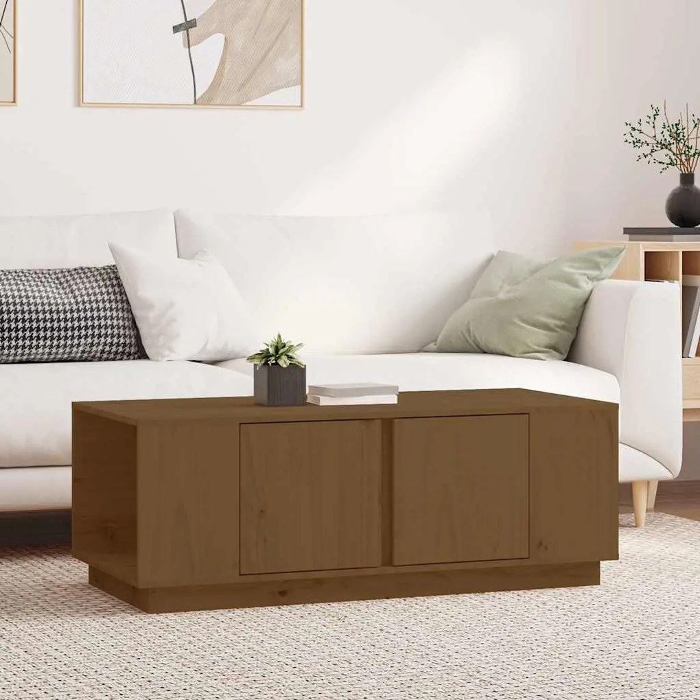 vidaXL Τραπεζάκι Σαλονιού Καφέ Μελί 110x50x40 εκ. Μασίφ Ξύλο Πεύκου