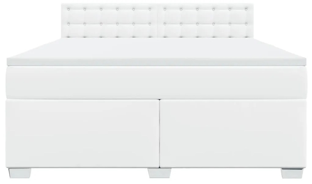 vidaXL Κρεβάτι Boxspring με Στρώμα Λευκό 180x200 εκ. Συνθετικό Δέρμα