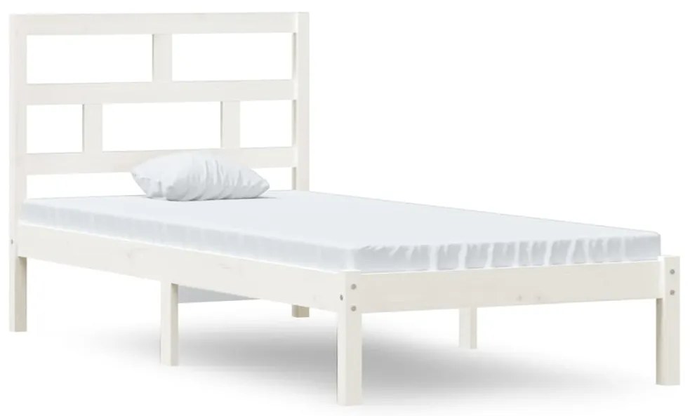 vidaXL Πλαίσιο Κρεβατιού Λευκό 90 x 190 εκ. Μασίφ Ξύλο Single