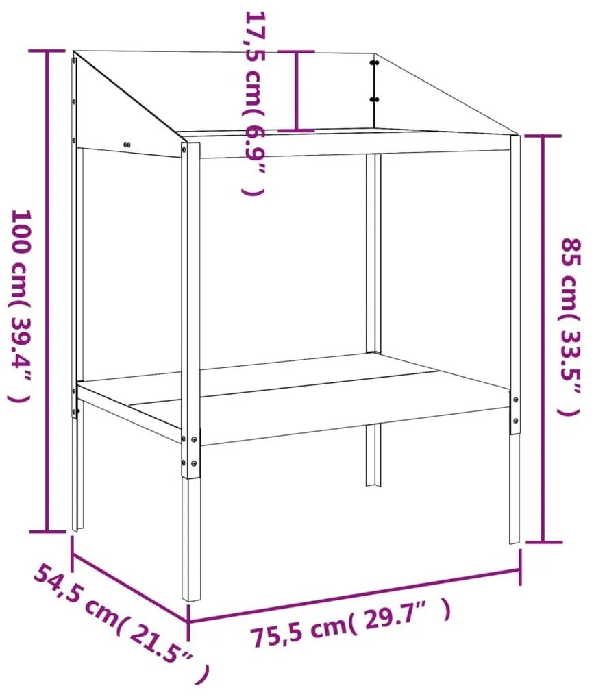 Βάση Φυτών Ανθρακί 75,5 x 54,5 x 100 εκ. από Γαλβαν. Ατσάλι - Ανθρακί