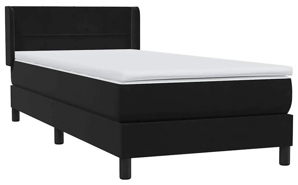 vidaXL Κρεβάτι Boxspring με Στρώμα Μαύρο 90x210 εκ. Βελούδινο