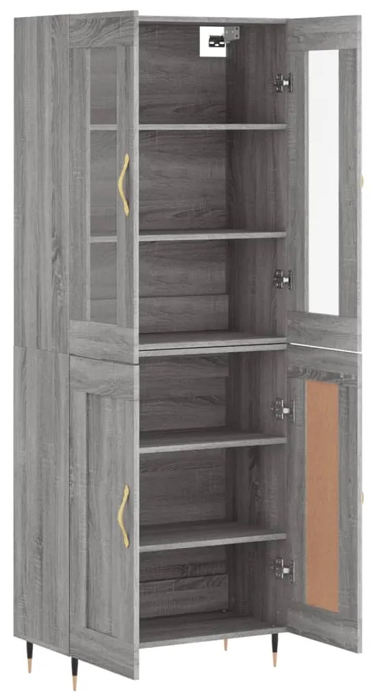 vidaXL Ντουλάπι Γκρι Sonoma 69,5 x 34 x 180 εκ. Επεξεργασμένο Ξύλο
