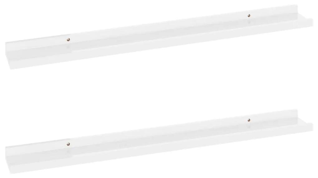vidaXL Ράφια Τοίχου 2 τεμ. Γυαλιστερό Λευκό 80 x 9 x 3 εκ.