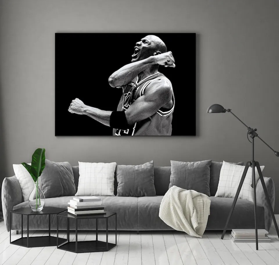 Πίνακας σε καμβά Michael Jordan Black and White KNV1067 65cm x 95cm