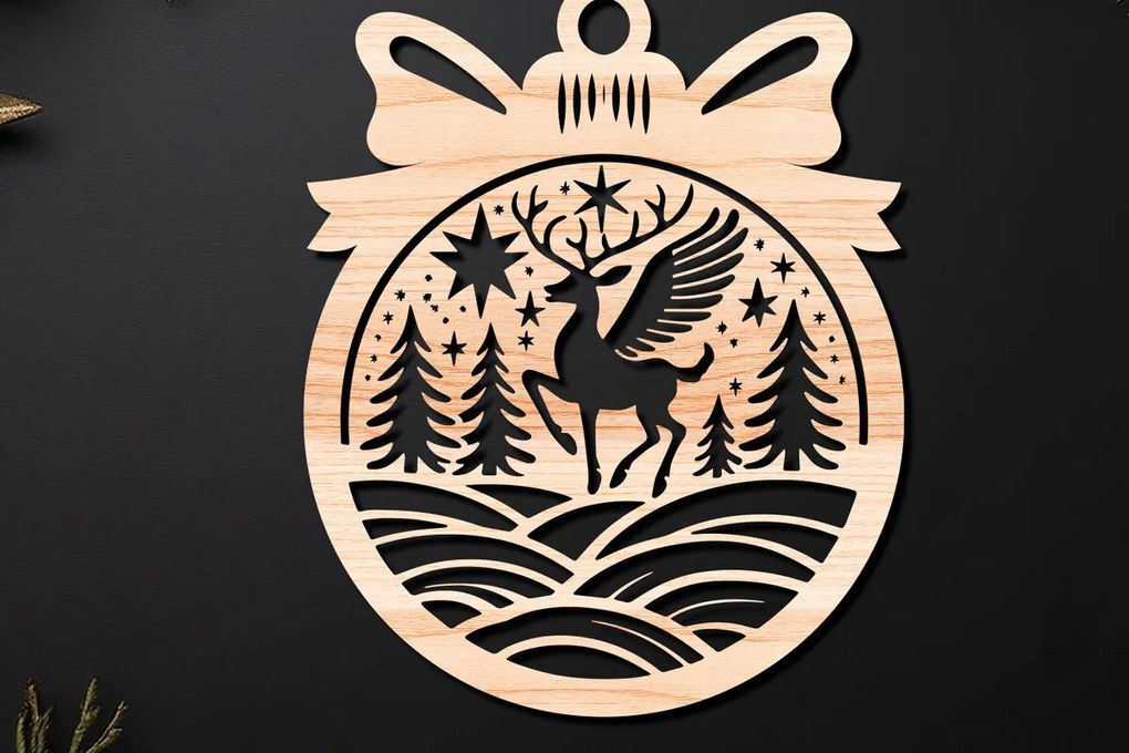 Σετ των 3 Intra απο ξύλο plywood 3mm-4mm πάχος Χριστουγεννιάτικο Στολίδι Δίασταση 8x8 cm INTRAFABR-110255163