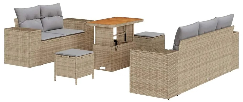 vidaXL Σετ Καναπέ Κήπου 8 pcs Μπεζ συνθετικό ρατάν