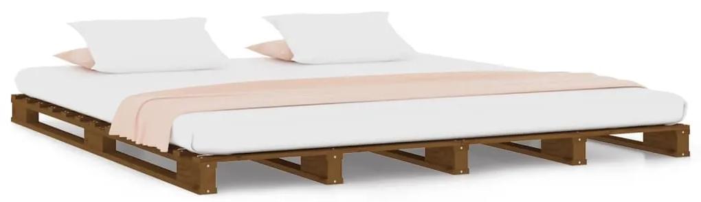 Κρεβάτι Παλέτες Μελί 150x200εκ. Μασίφ Ξύλο Πεύκου - Καφέ