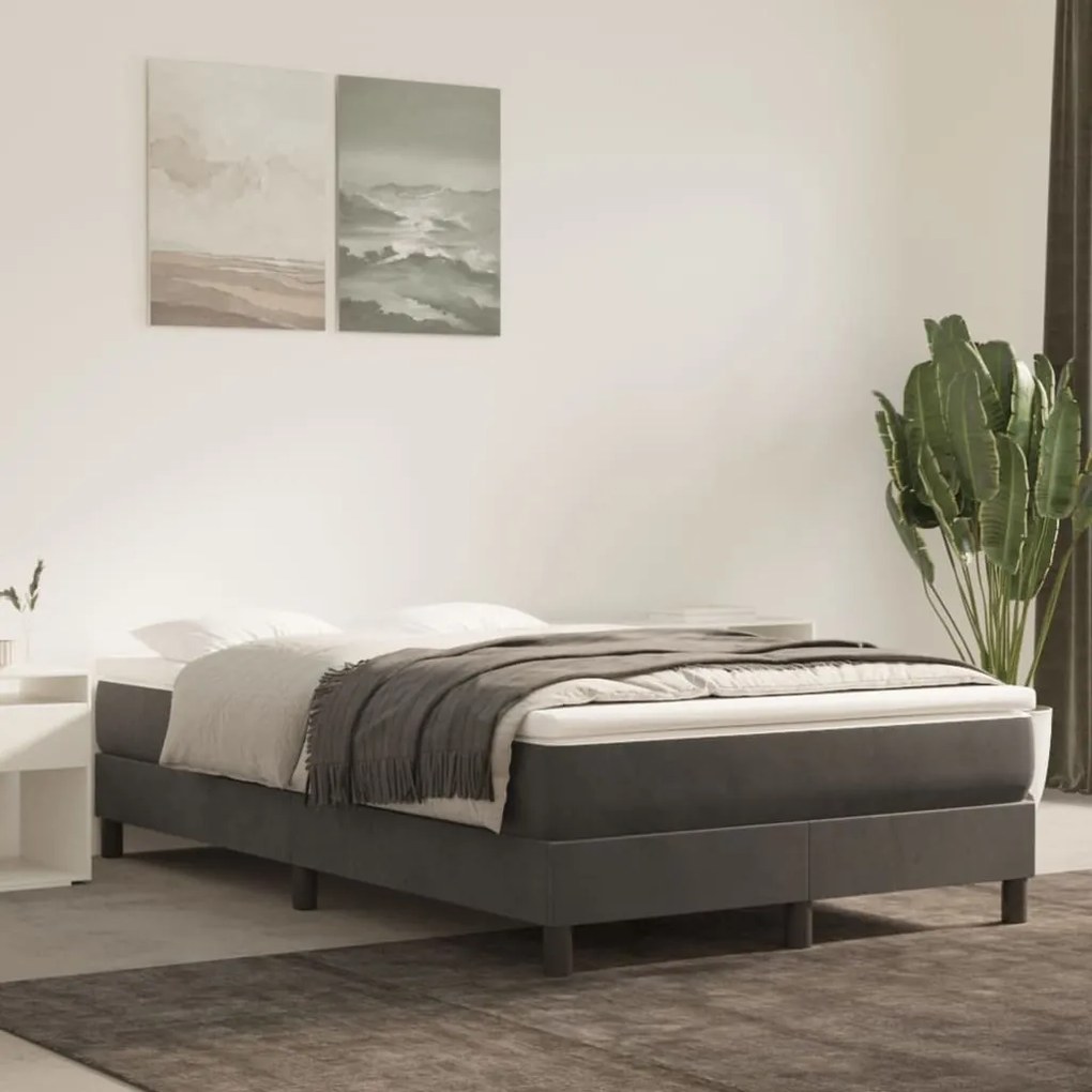 vidaXL Κρεβάτι Boxspring με Στρώμα Σκούρο Γκρι 120x200 εκ. Βελούδινο