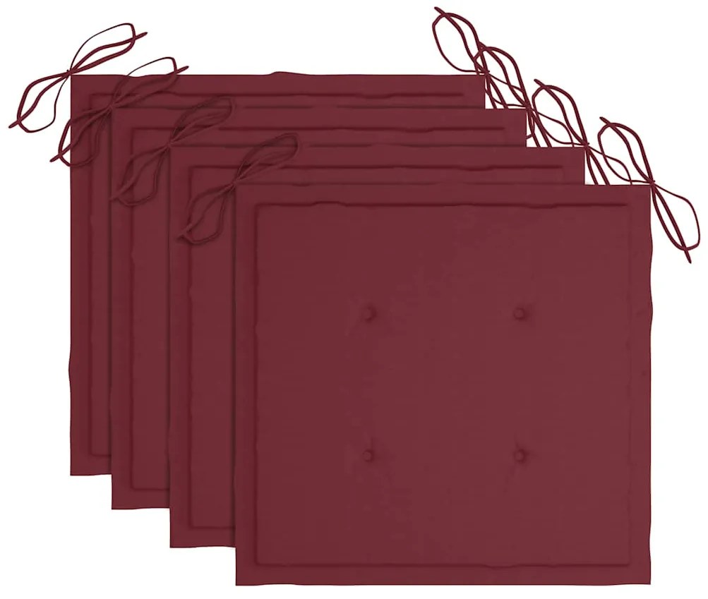 vidaXL Καρέκλες Κήπου Πτυσσόμενες 4 τεμ. Μασίφ Ξύλο Teak με Μαξιλάρια