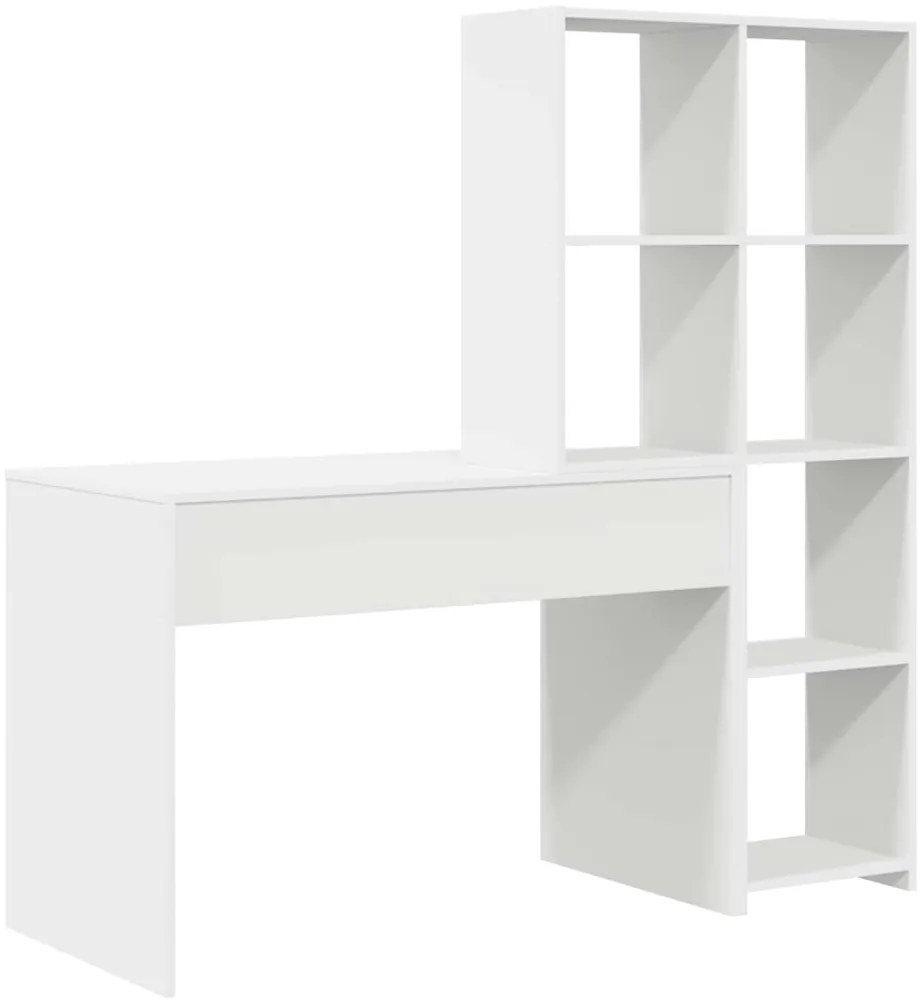 vidaXL Γραφείο με ράφι Λευκό 138.5 x 55 x 143 εκ Επεξεργασμένο ξύλο
