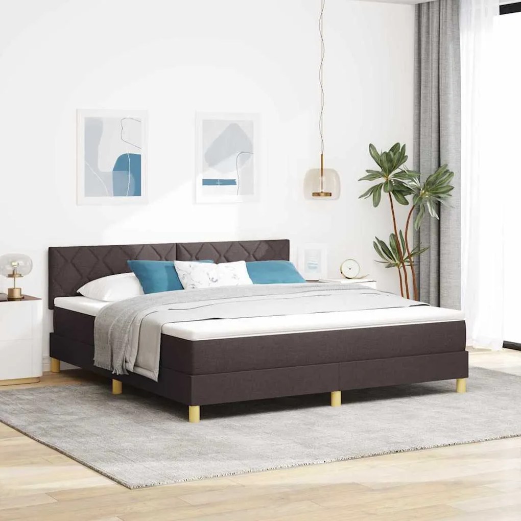 vidaXL Κρεβάτι Βαφής με Στρώμα Σκούρο Καφέ 180x200 εκ. Ύφασμα