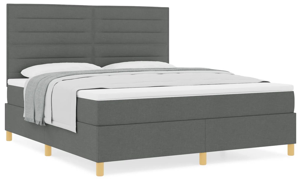vidaXL Box Spring Bed με Στρώμα Σκούρο Γκρι