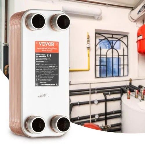 VEVOR 30 Plate Heat Exchanger 4*1-1/4&quot; MNPT Ports 5&quot;x 12&quot; Brazed 316L St. Steel