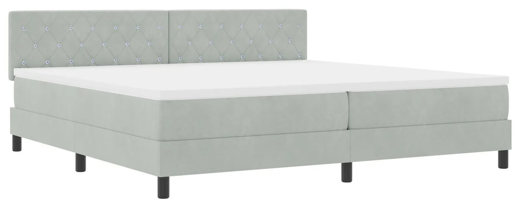 vidaXL Κρεβάτι με Στρώμα Box Spring Γκρι Ανοιχτό 200x200 εκ Βελούδο