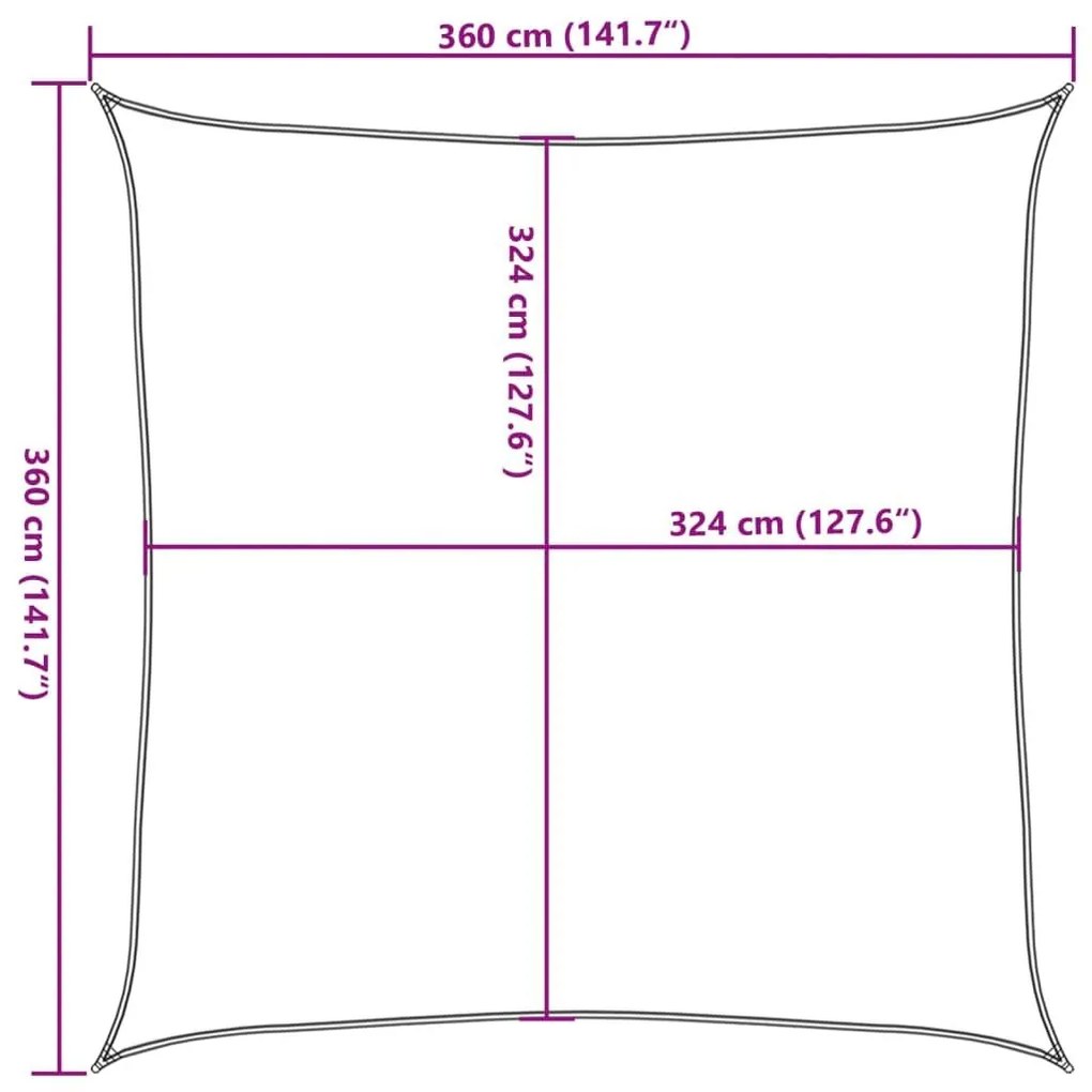 Πανί Σκίασης Καφέ 3,6 x 3,6 μ. από HDPE 160 γρ./μ²  - Καφέ