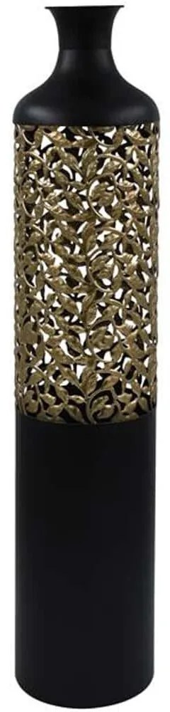 Βάζο 374-225-605 16x73cm Black-Gold Μέταλλο