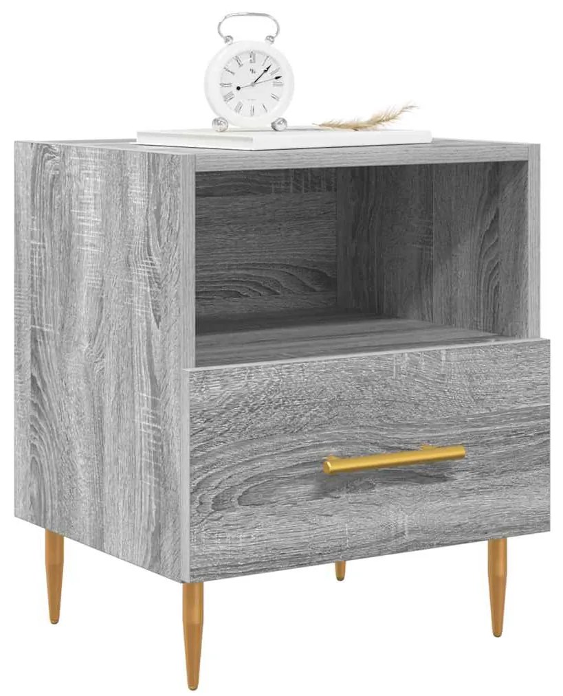 vidaXL Κομοδίνα 2 τεμ. Γκρι Sonoma 40 x 35 x 47,5 εκ. Επεξεργ. Ξύλο
