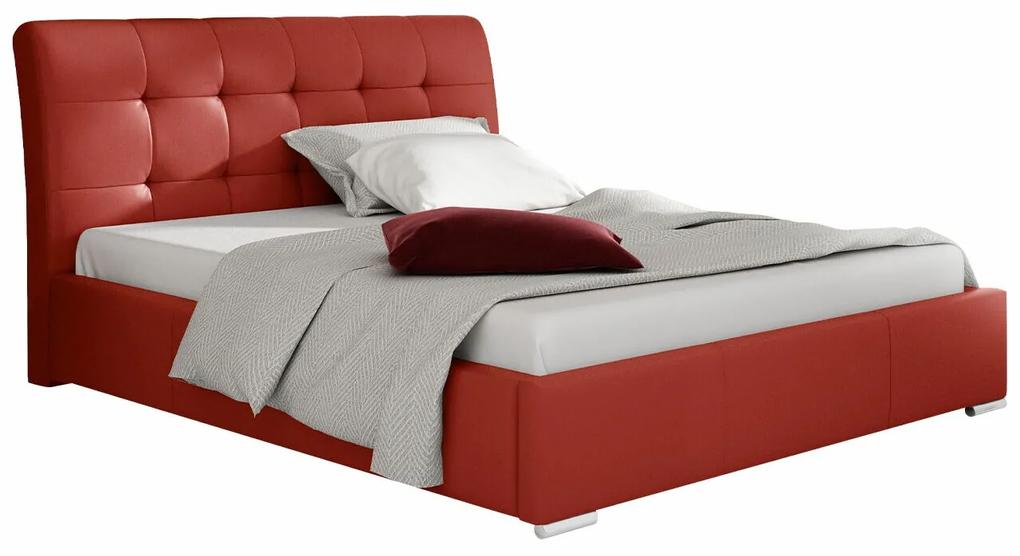 Κρεβάτι Baltimore 107, Διπλό, Κόκκινο, 180x200, Οικολογικό δέρμα, Τάβλες για Κρεβάτι, 200x227x103cm, 129 kg | Epipla1.gr