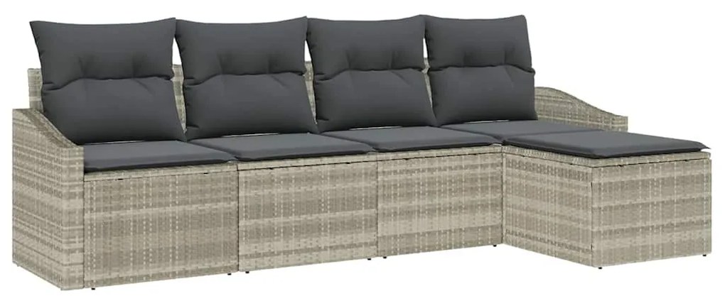 vidaXL Σετ Καναπέ Κήπου 5 pcs Ανοιχτό γκρι Πολυ ράταν