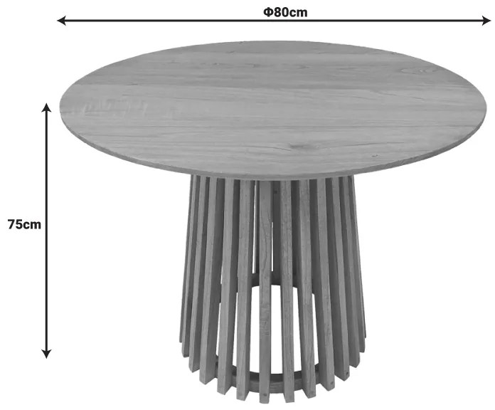 Τραπέζι Kenda pakoworld mindi ξύλο σε φυσική απόχρωση Φ80x75εκ