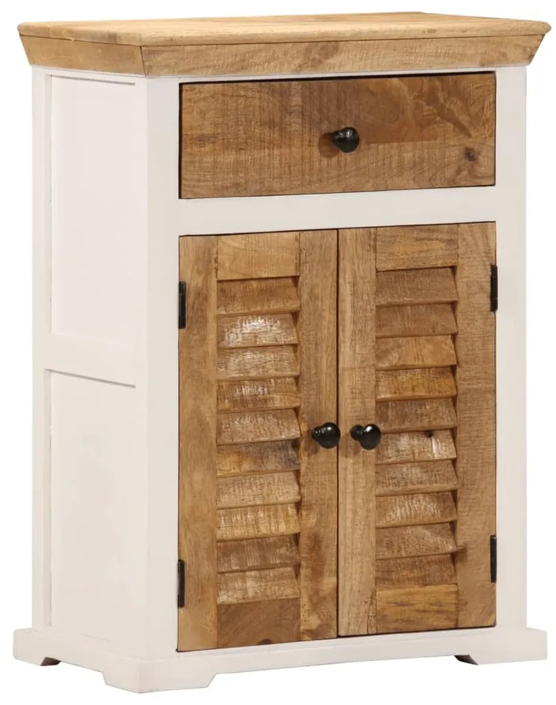 vidaXL Ντουλάπι Λευκό και Καφέ 55x30x73 εκ. Μασίφ Ακατεργ. Ξύλο Μάνγκο
