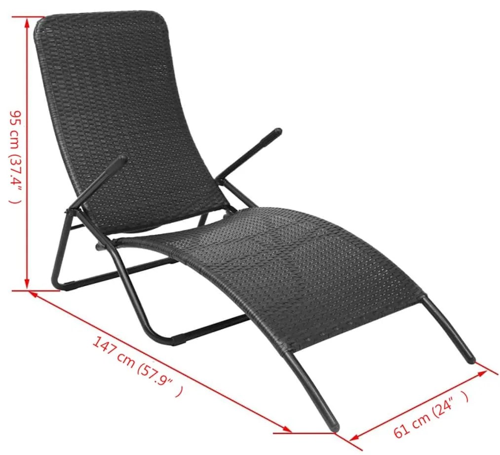vidaXL Ξαπλώστρα Πτυσσόμενη Μαύρη από Συνθετικό Ρατάν