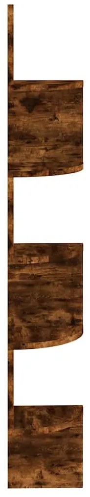 vidaXL Γωνιακή Ραφιέρα Τοίχου Καπνιστή Δρύς 19x19x123εκ από Επεξ. Ξύλο