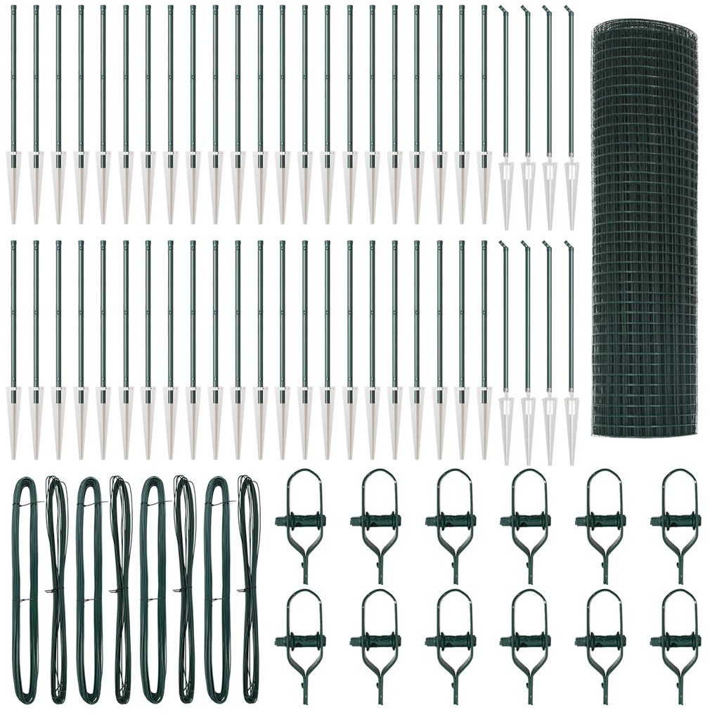 vidaXL Welded Wire Fence με 13 Spike Posts Πράσινο 0.8x100 m Χάλυβας