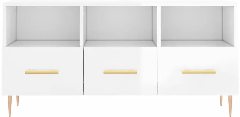vidaXL Έπιπλο Τηλεόρασης Γυαλ. Λευκό 102x36x50 εκ. Επεξεργασμένο Ξύλο