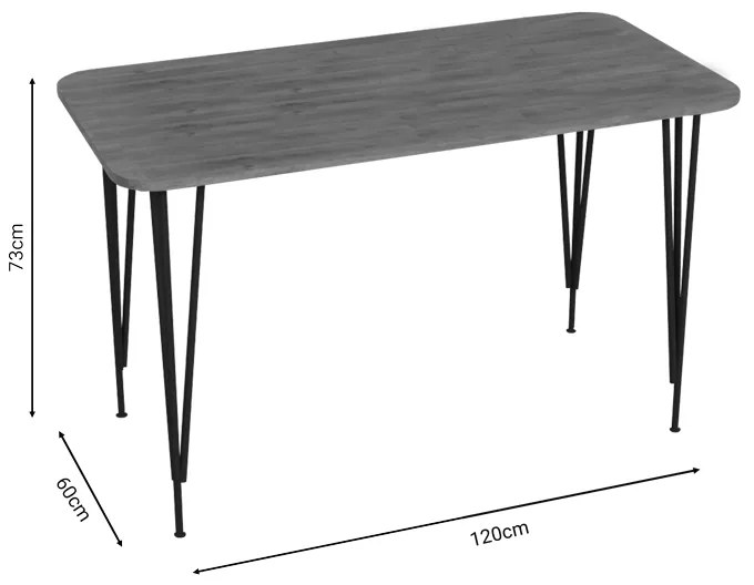 Τραπέζι Polkan pakoworld oak μελαμίνης-μαύρο μέταλλο 120x60x73εκ