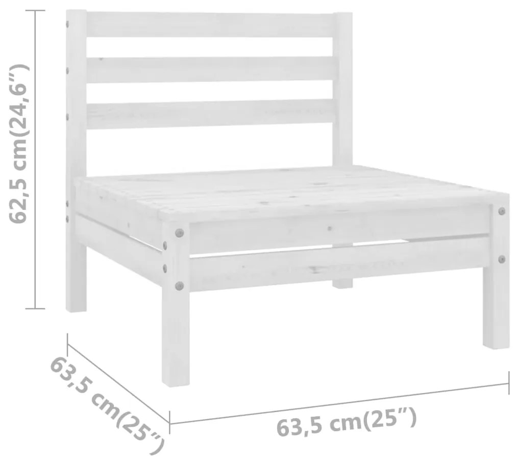 vidaXL Καναπές Κήπου Μεσαίος Λευκός από Μασίφ Ξύλο Πεύκου